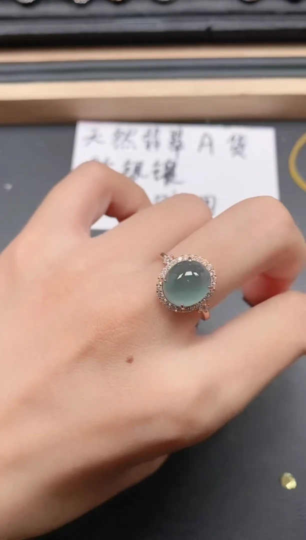 翡翠戒指银S925镶嵌111111