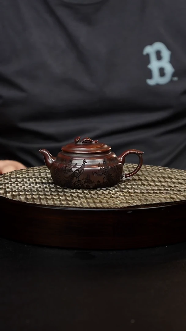 茶壶紫砂宜兴原矿手工紫砂 如意折肩壶