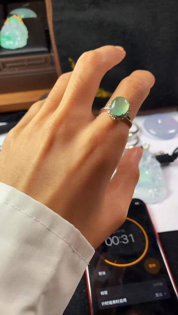 18K金镶嵌定制翡翠轩*～YZ-蛋面