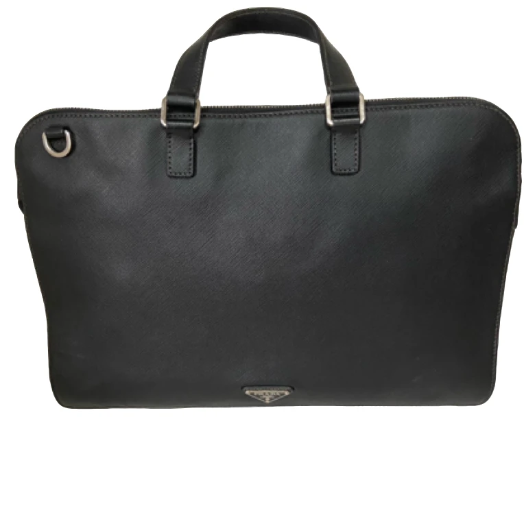 95新 Prada/普拉达 普拉达全皮黑色十字纹手提包223