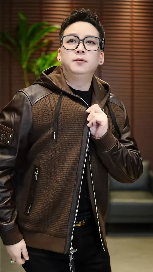 52（145-160斤）加棉拼皮夹克