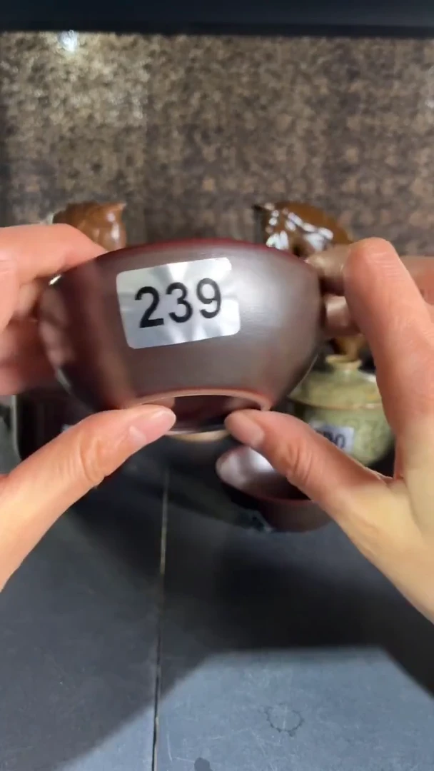 耀州窑仰山红釉普洱杯239