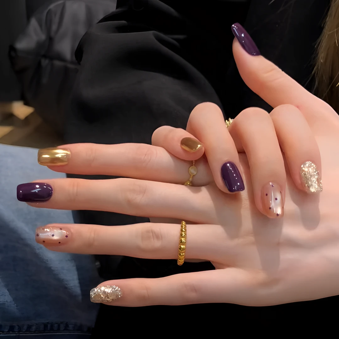 【紫醉金迷】秋季新款爆闪显白猫眼美甲穿戴甲短款高级纯手工穿戴甲