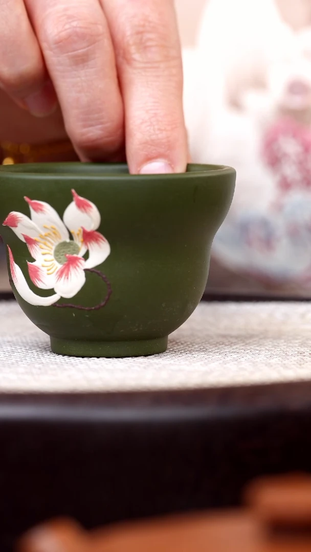 【闪购商品】紫砂茶壶民国绿荷花葫芦杯