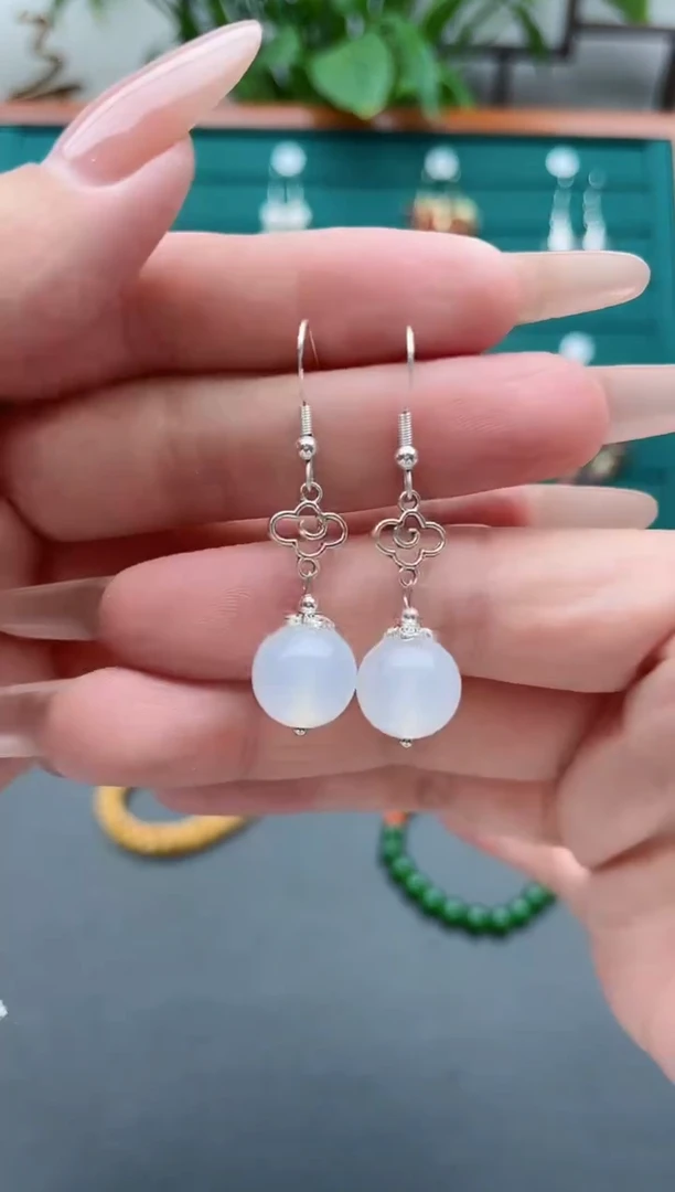 【闪购商品】玛瑙/玉髓耳饰银S925镶嵌630