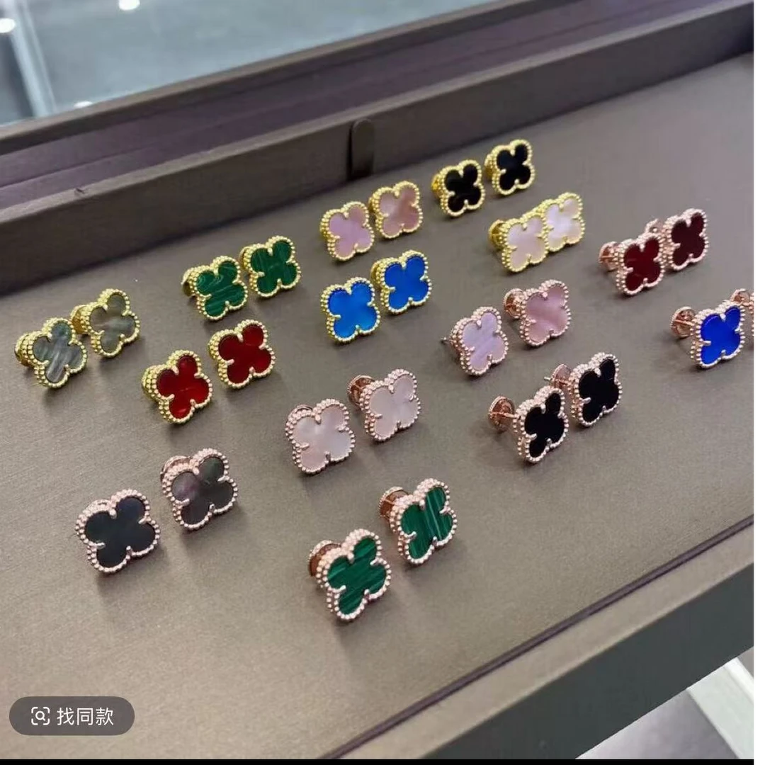 k 巾 贝壳耳饰 耳钉四叶草 甜美气质