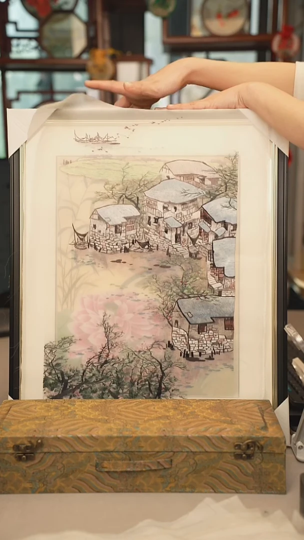 扇子苏绣绣片 30乘50