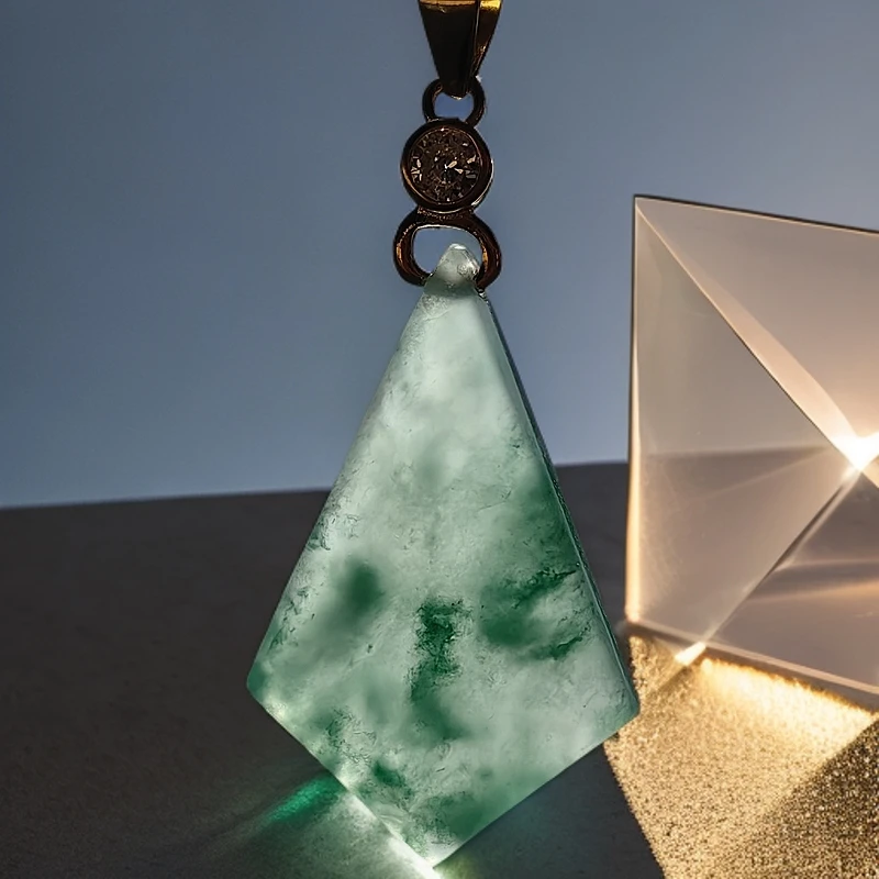 天然非洲翠源头女款绿色冰透精美女士雕刻挂坠