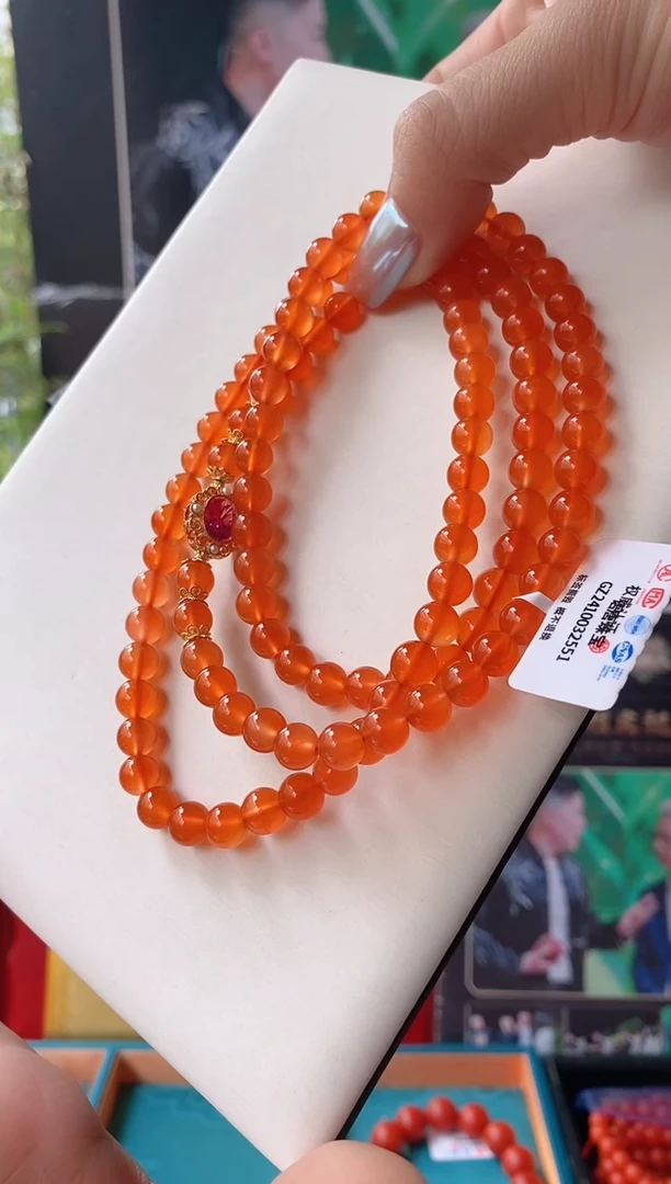 手链未镶嵌南红玛瑙孤品保山河湾冰红南红多圈设计