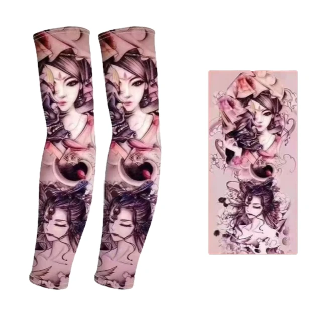 【JW】新款夏季薄款纹身防晒袖套开车户外袖套防晒袖套男冰袖花