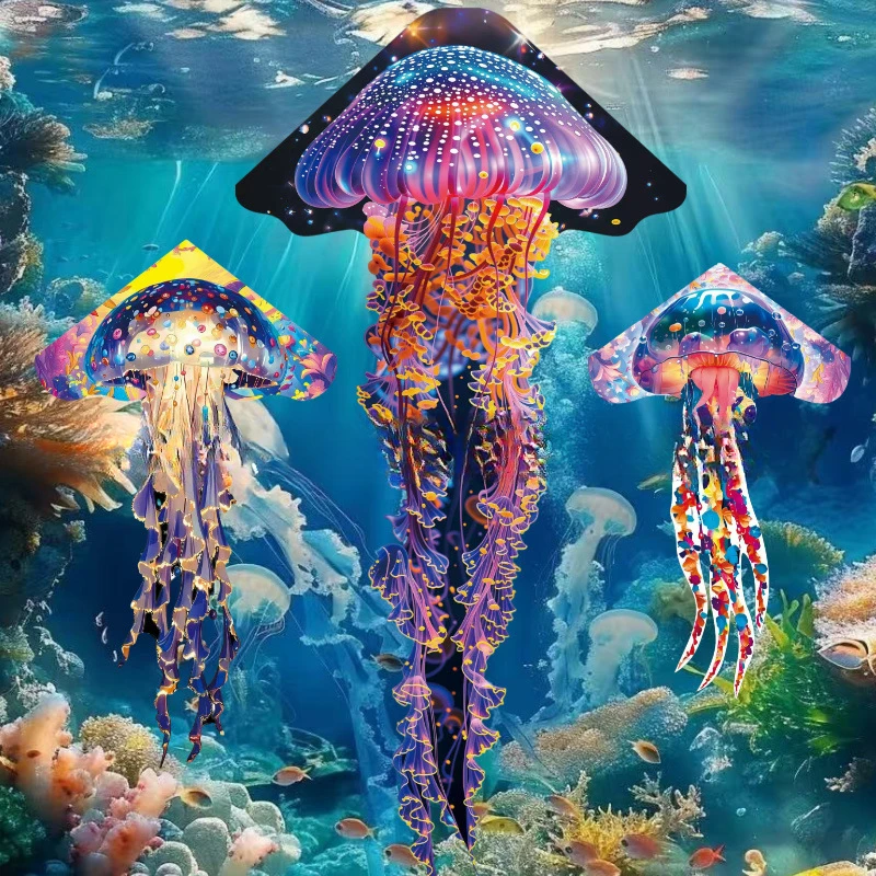 【水母风筝】 2025新款荧光水母长尾风筝微风易飞儿童卡通高档风筝