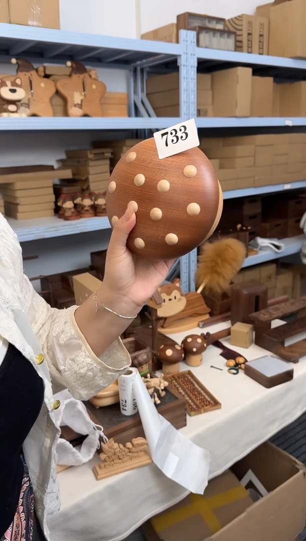 木733号微瑕乌檀木蘑菇收纳盒