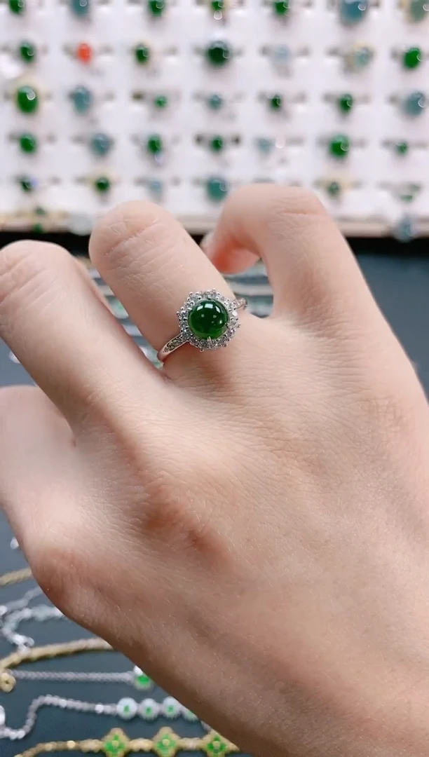 【闪购商品】翡翠戒指银S925镶嵌天然翡翠