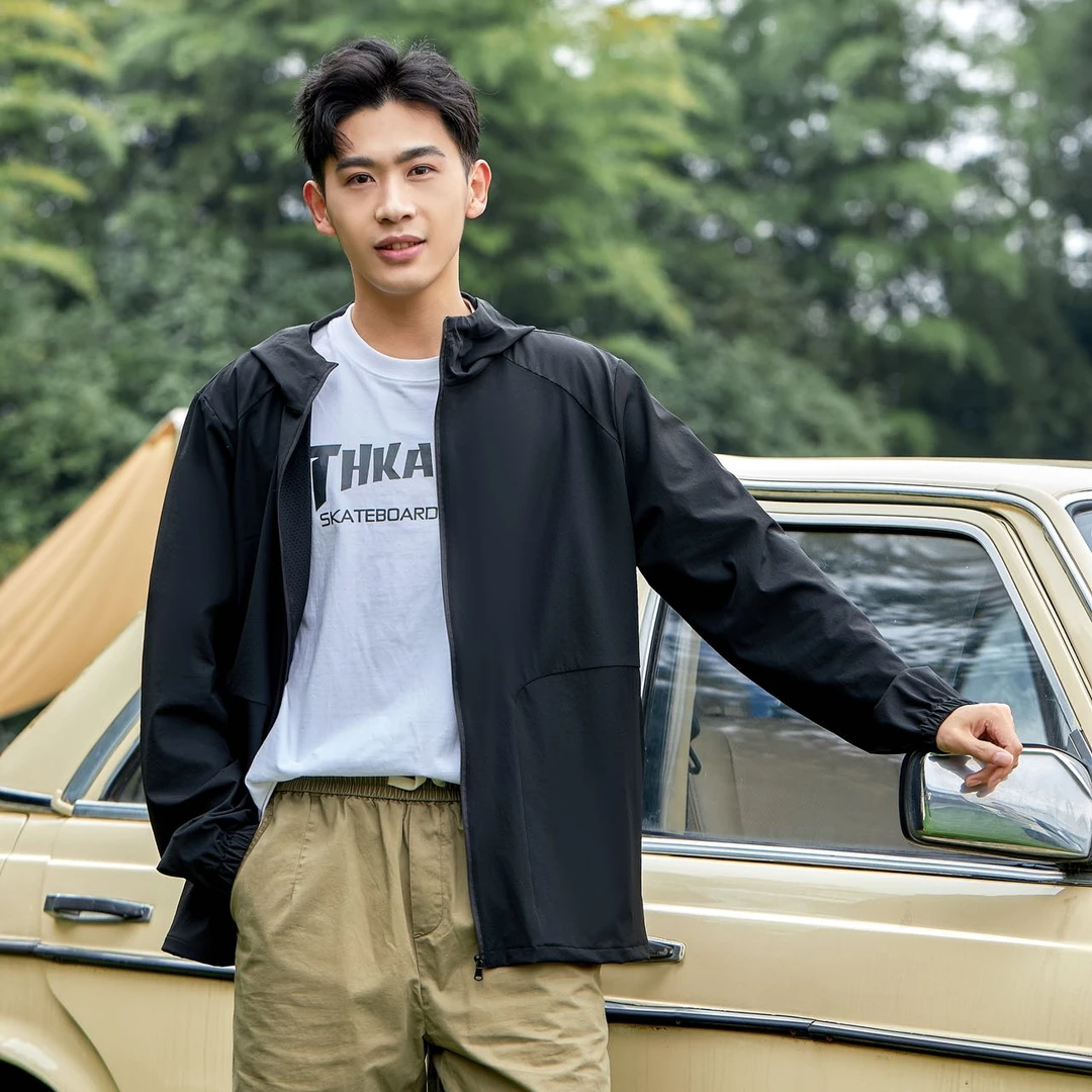 1001/1002冰离子男女款防晒UPF50+皮肤衣冲锋衣薄款连帽拉链外套