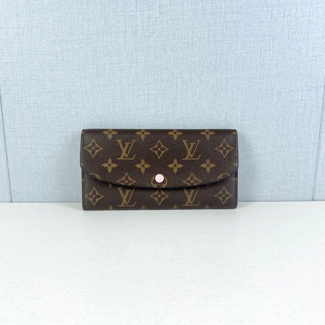 99新 LOUIS VUITTON PARIS 老花粉豆豆钱包
