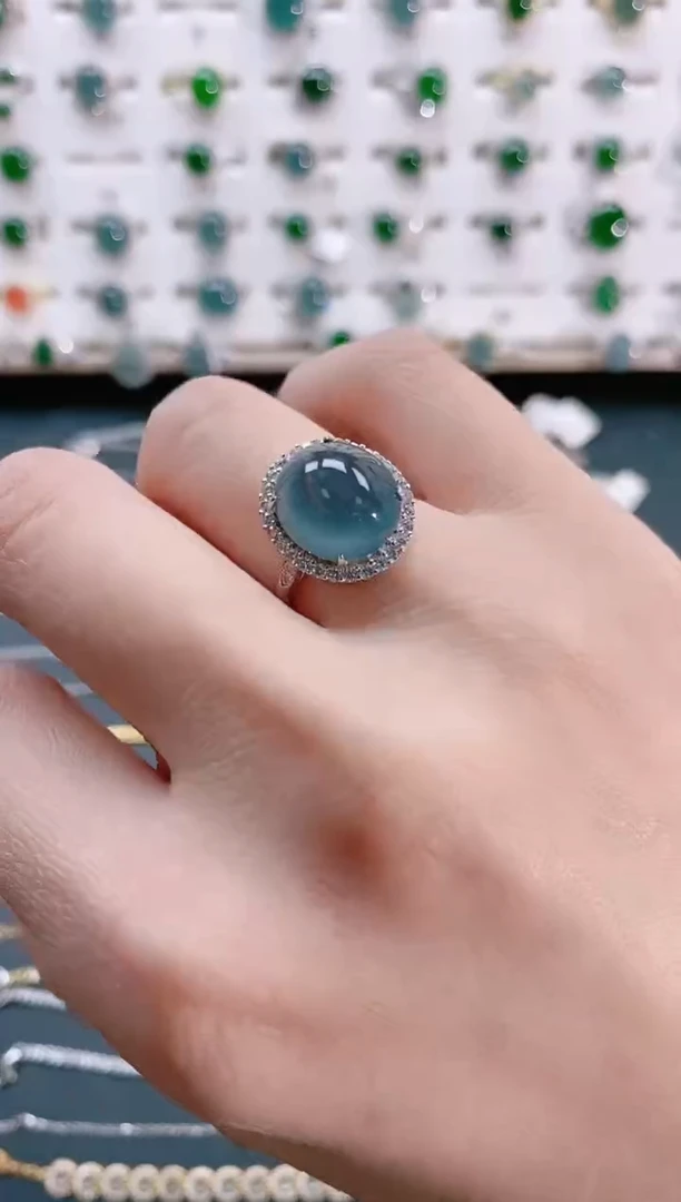 【闪购商品】翡翠戒指银S925镶嵌天然翡翠