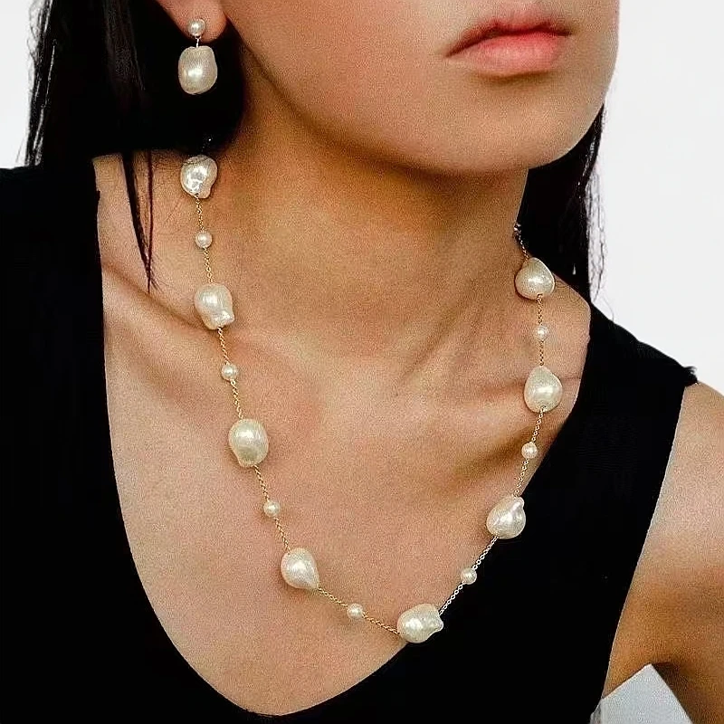 合金仿珍珠项链 巴洛克风情-人造巴洛克Z珠项链耳坠B006