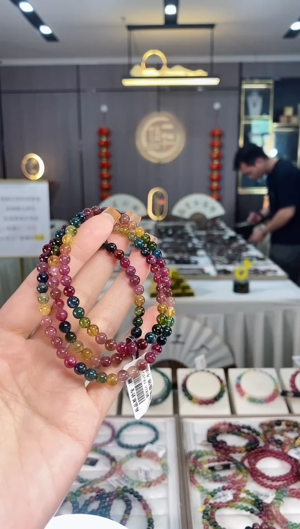 未镶嵌老矿碧玺三圈手串5mm+碧玺dan多样性发货一条