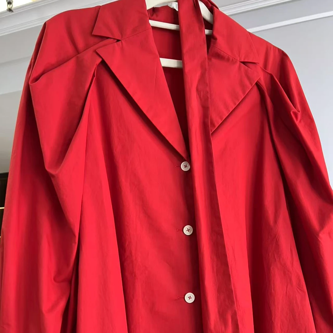 气质时尚大气简约翻领中长款风衣22667