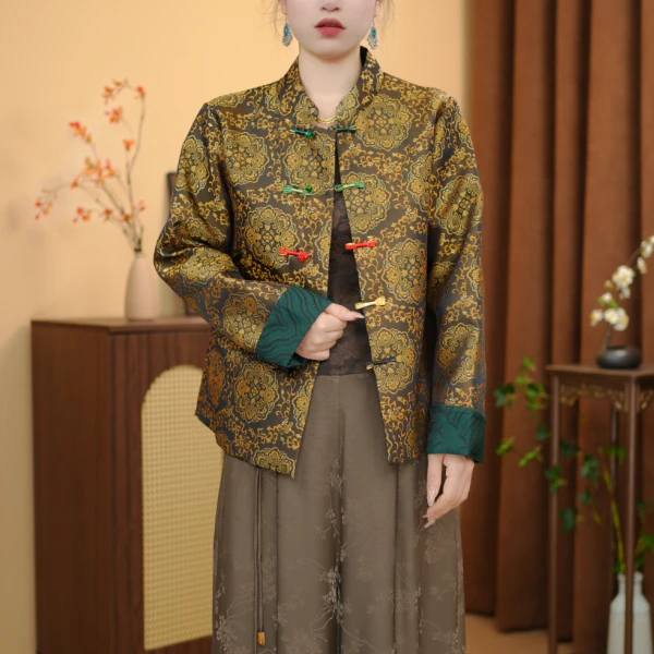 《青云—双面穿》2025 秋冬新款国风提花彩扣百搭外套