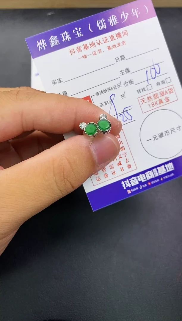 颈饰银S925镶嵌翡翠天然翡翠耳饰A货