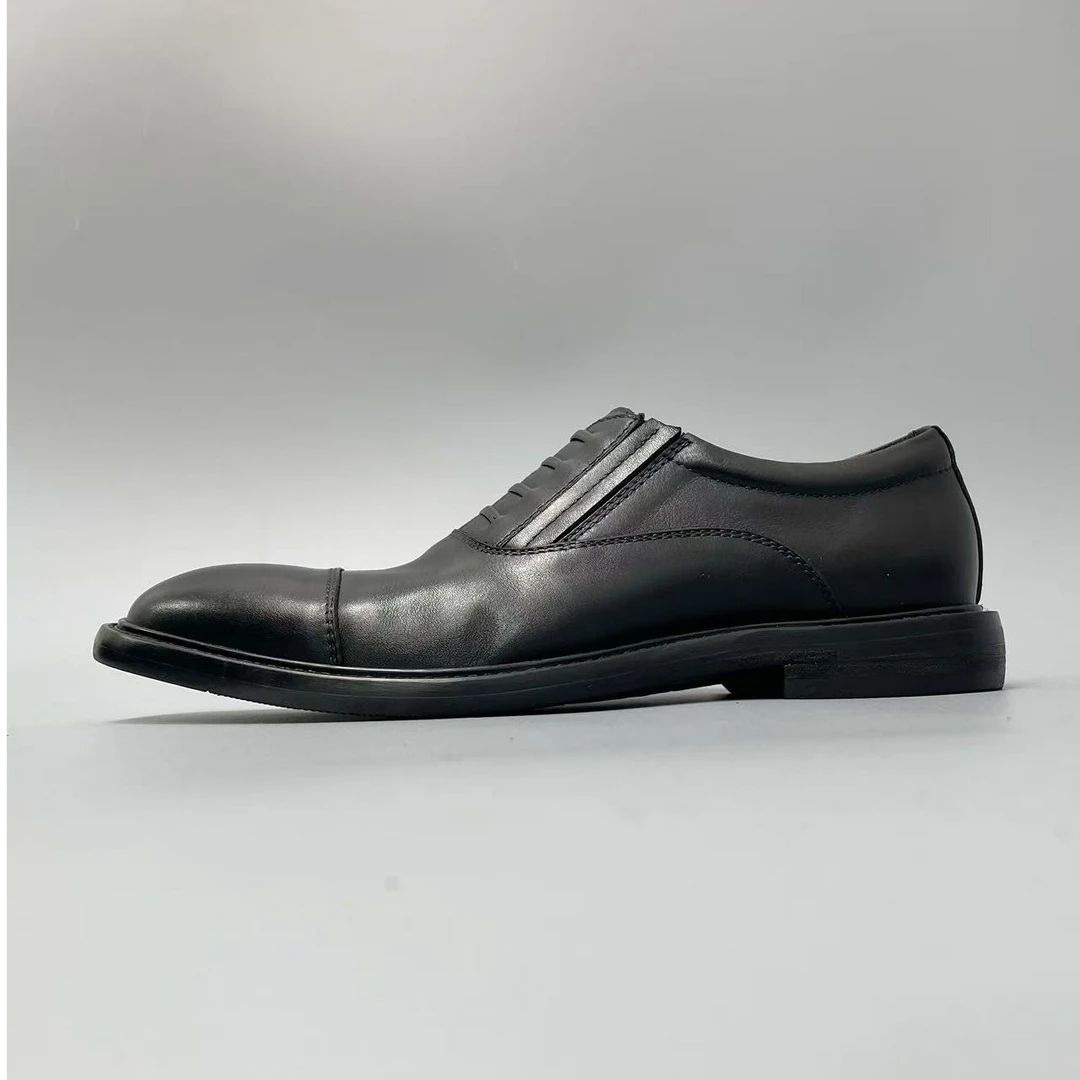 真皮软底商务正装皮鞋男休闲鞋男款三接头一脚蹬男士上班通勤鞋子