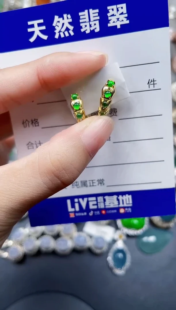 银S925镶嵌翡翠耳饰632