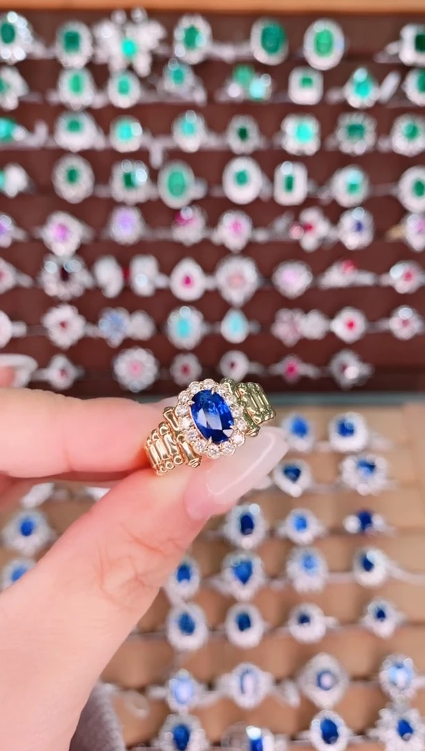 【闪购商品】蓝宝石18K金戒指18K金镶嵌1.09克拉