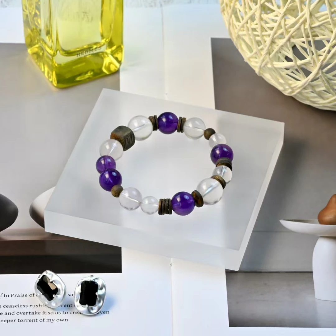 沉香【罗兰】沉香 天然紫水晶 粉水晶手串A160【多样性发一】