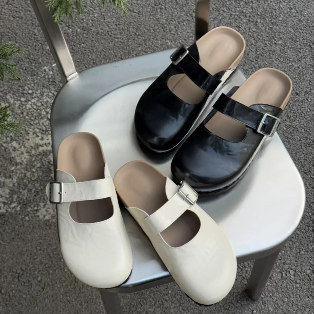 （唯品专属）7-7762平底新款包头拖时尚百搭方头小众包头拖鞋法式