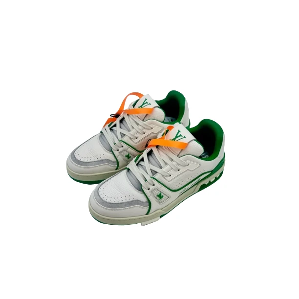 95新 LouisVuitton/路易威登 4码38码白绿水泥 trainer98新vv1396