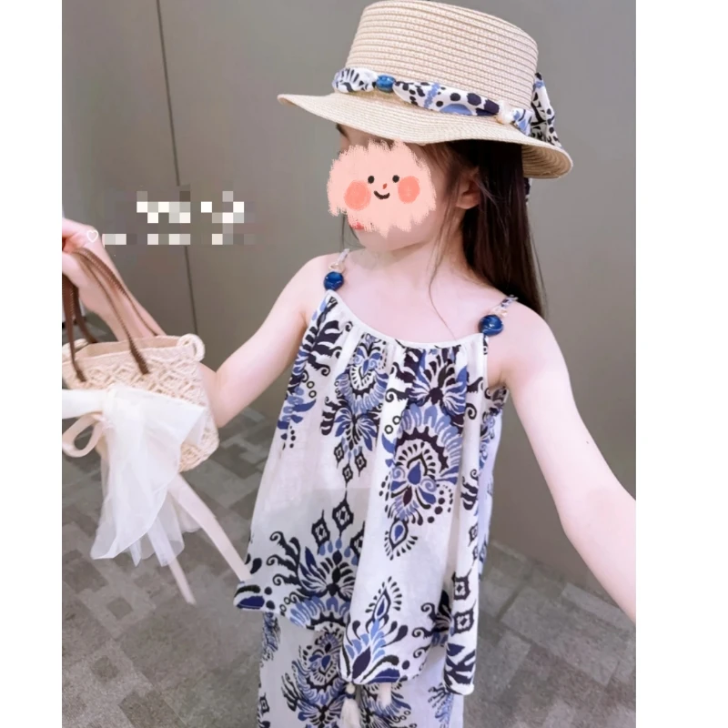 女童韩系套装度假风穿搭吊带2025夏季新款儿童多巴胺时髦女孩夏装