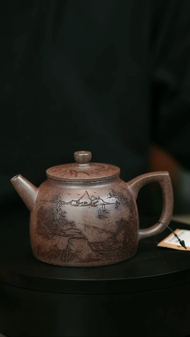 茶壶紫砂H2143李琴溪山垂钓渔罩