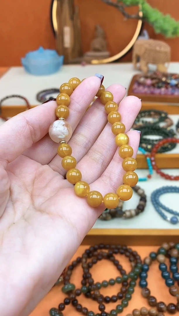 【闪购商品】蜜蜡手链未镶嵌08老蜡单圈手串