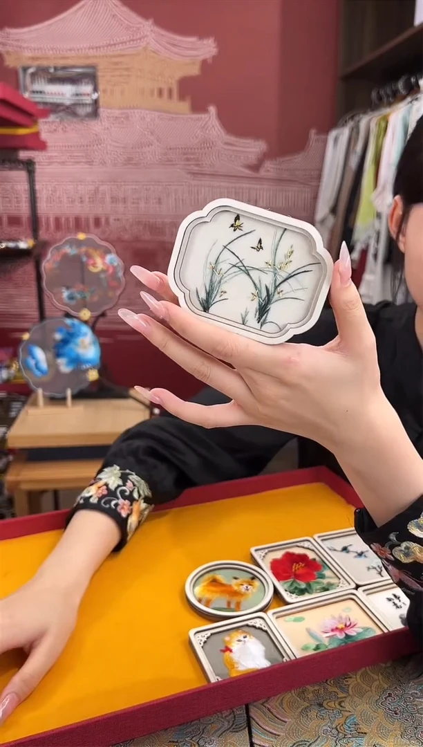 刺绣苏绣纯手工冰箱贴