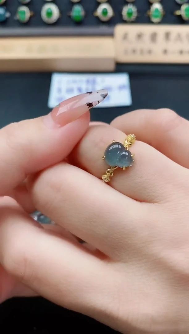 银S925镶嵌戒指翡翠1