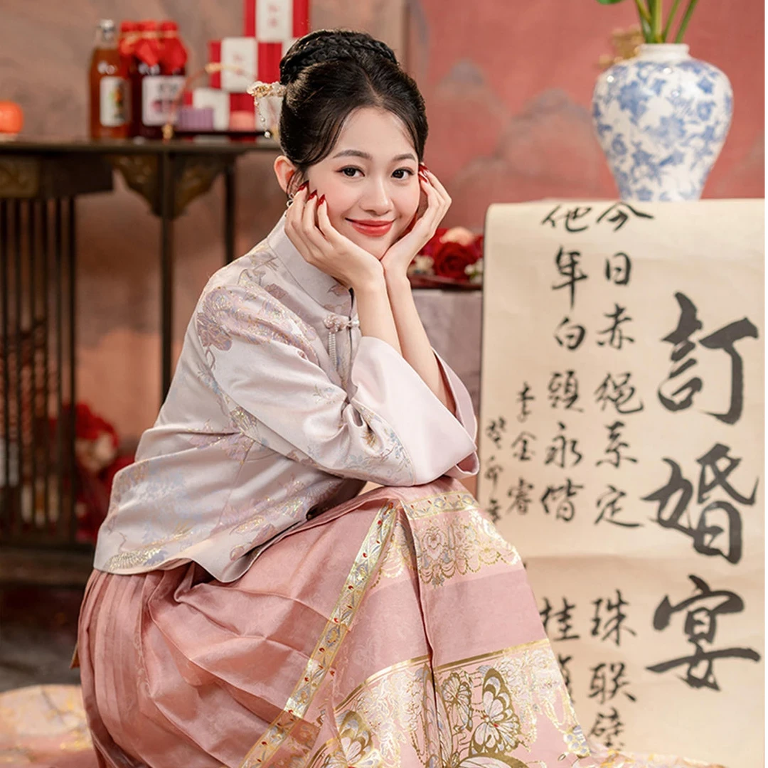 新中式国风改良汉服外套马面裙两件套春秋新款敬酒服回门宴婚礼服