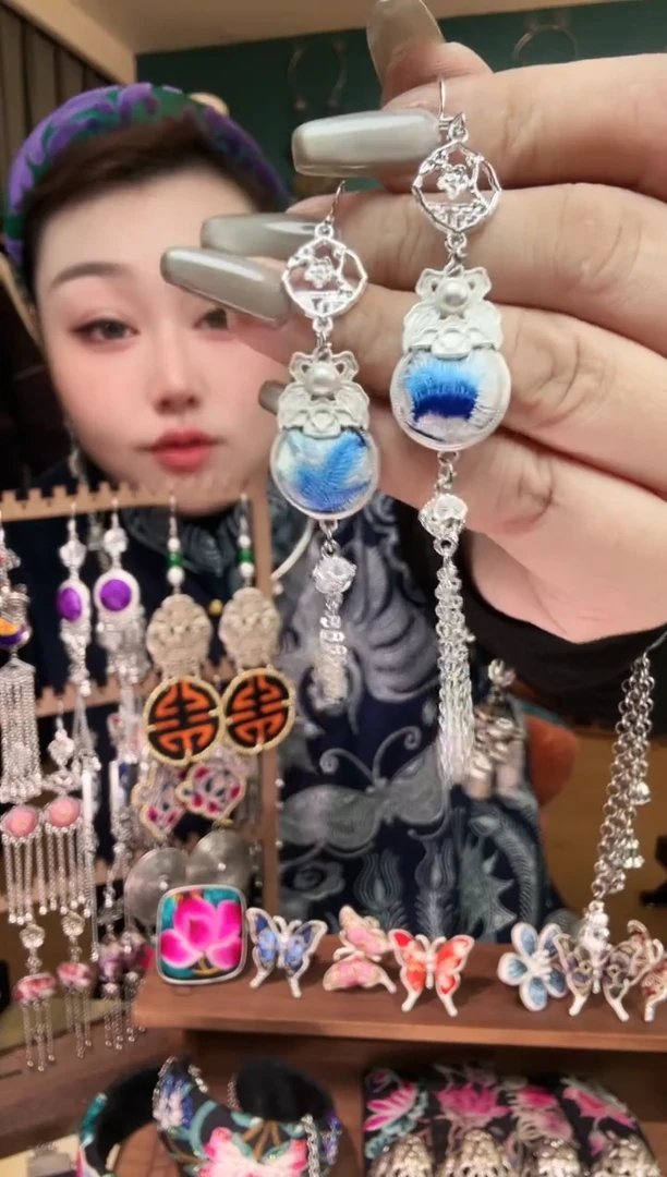 刺绣纯手工民族风刺绣耳环