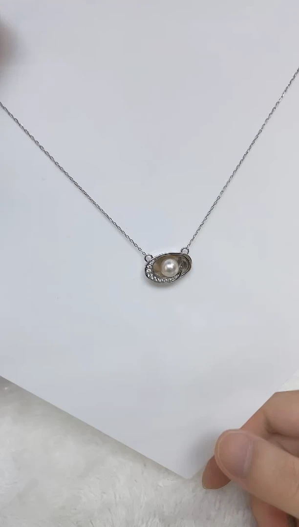 海水珍珠银S925镶嵌颈饰
