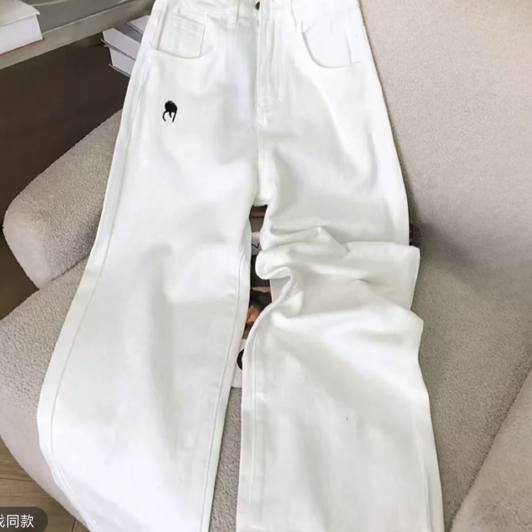 1111-春款设计感大码重工刺绣纯色显瘦显高阔腿裤