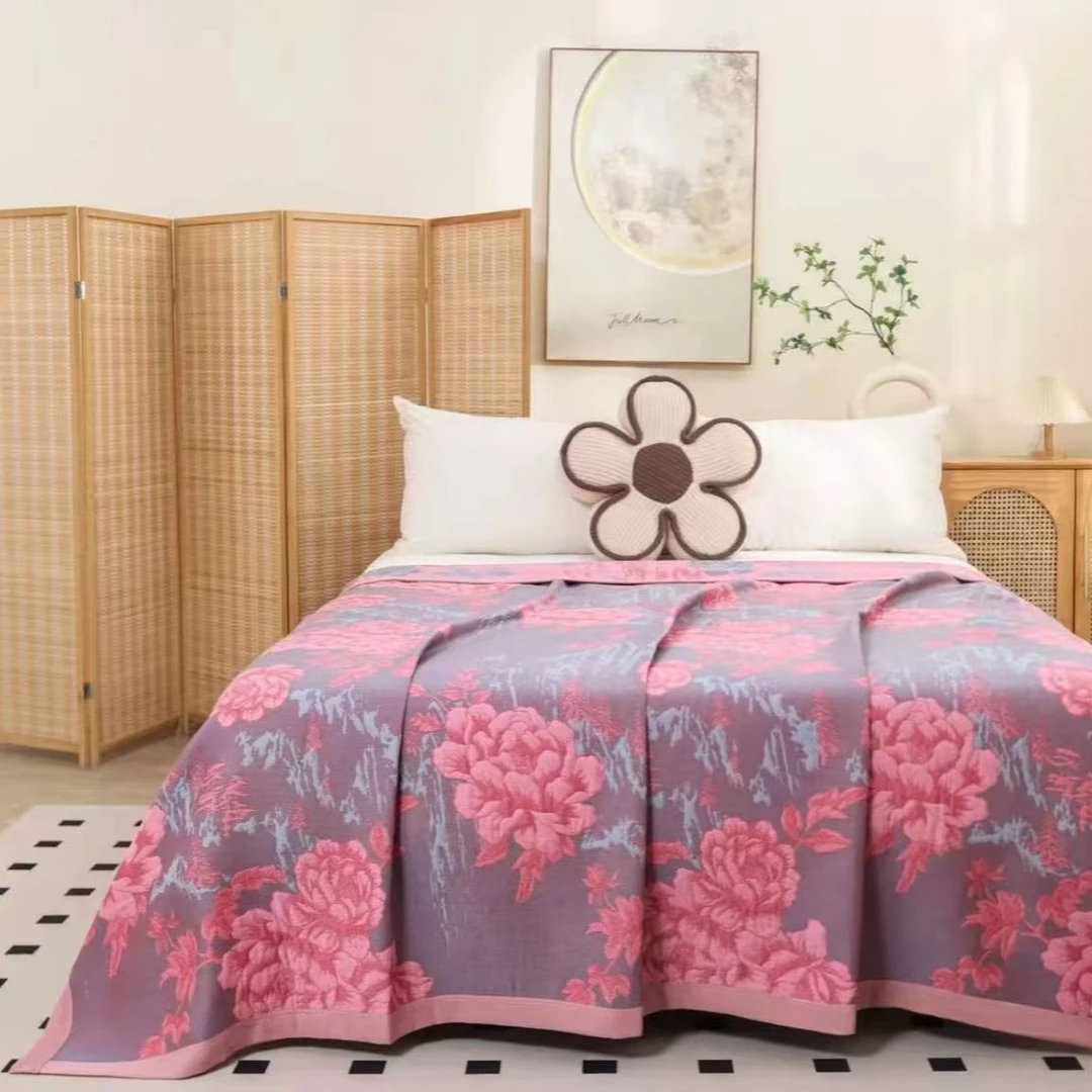 【江山牡丹】新款高端A类纱布艺术床盖 230*250