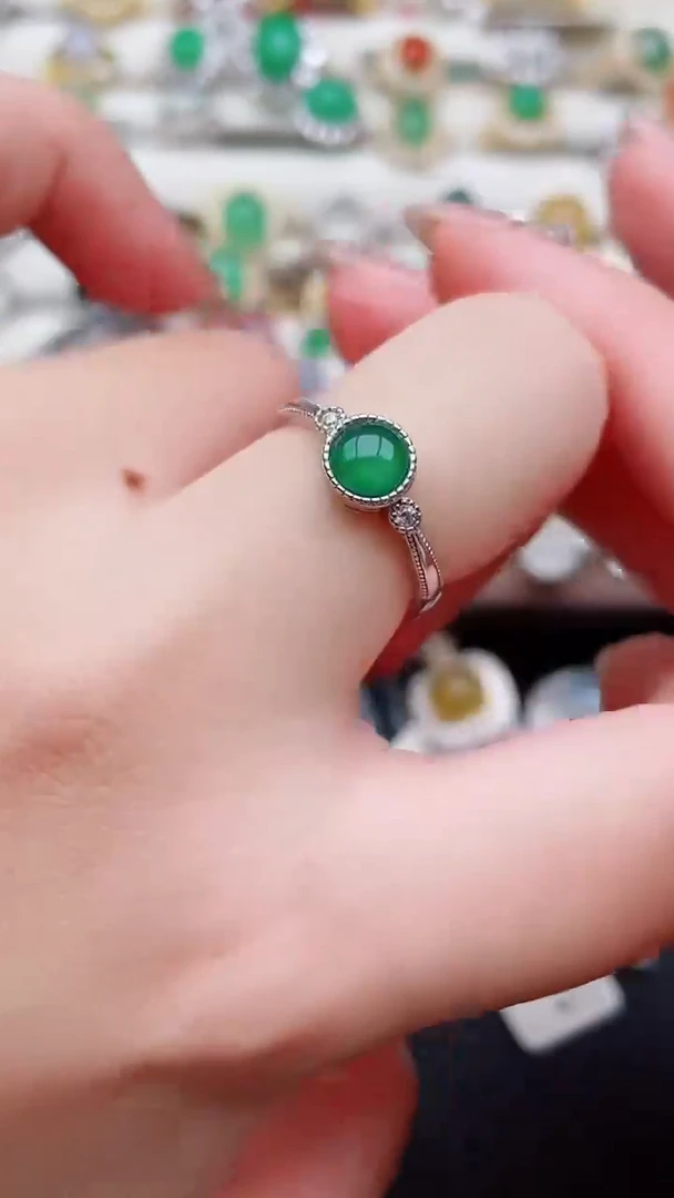 银S925镶嵌戒指翡翠29