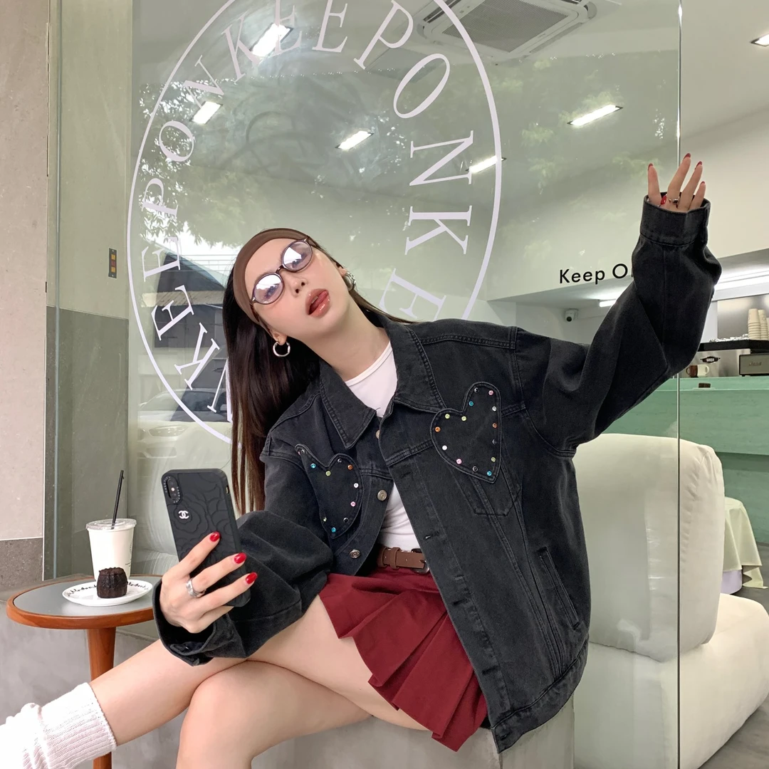 【妹妹专属】YANGHAIYANG 25AW爱心彩钻牛仔外套