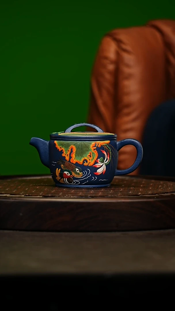 宜兴原矿高端紫砂 金砂墨绿泥230cc