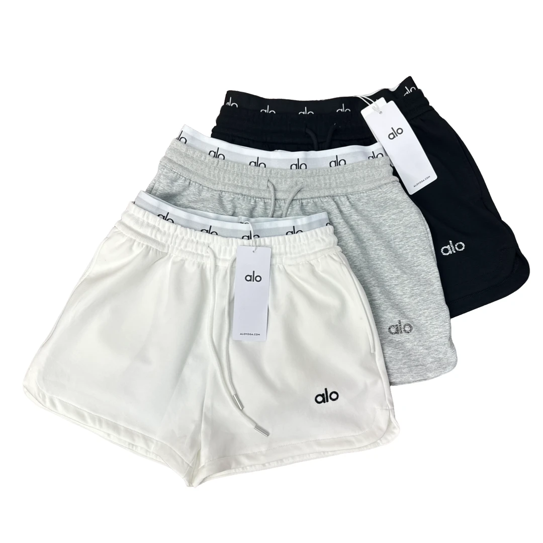 a1o双腰头短裤宽松夏季高腰抽绳时尚松紧腰运动休闲热裤女士