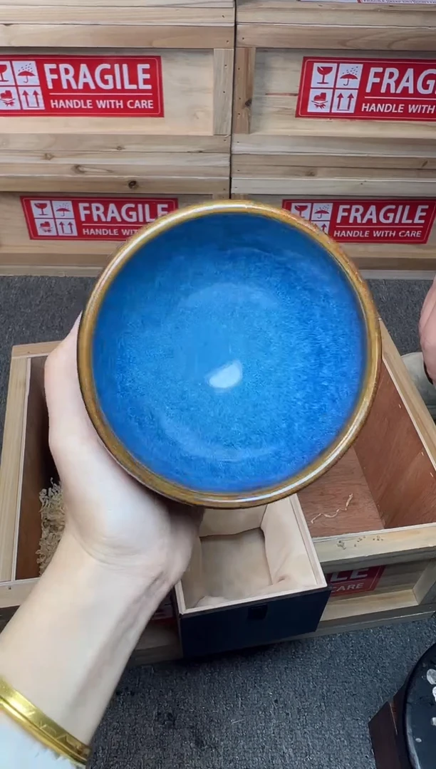 【盏三疯】回蓝 钵 建盏主人杯