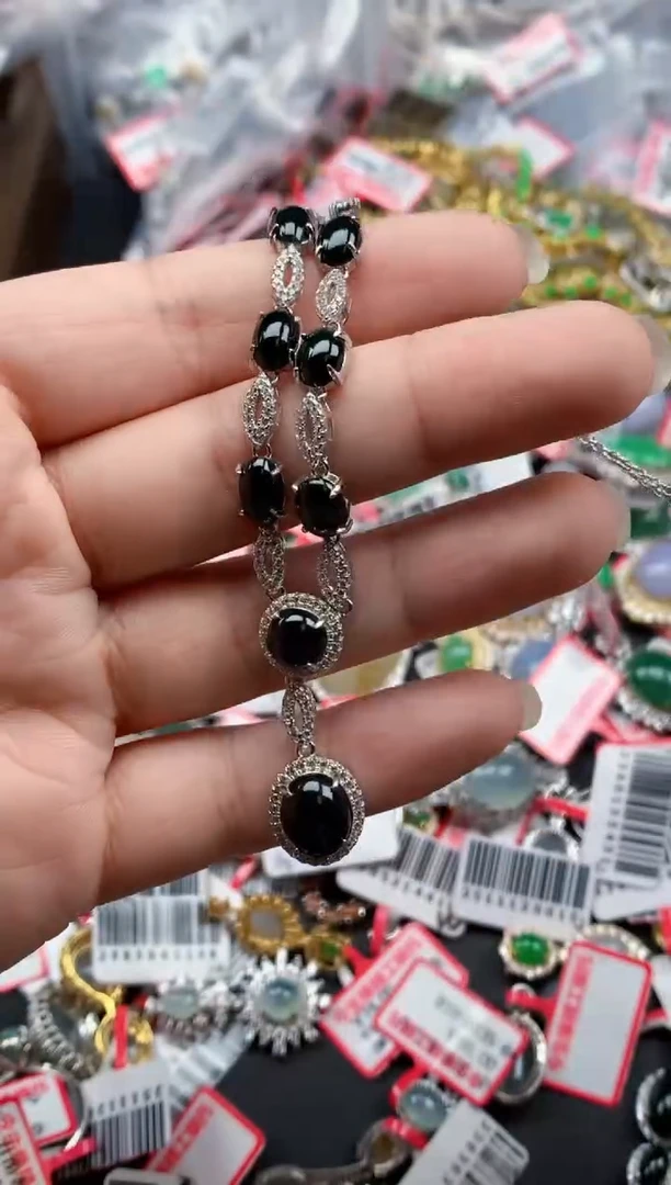 银S925镶嵌戒指翡翠天然A货缅甸翡翠