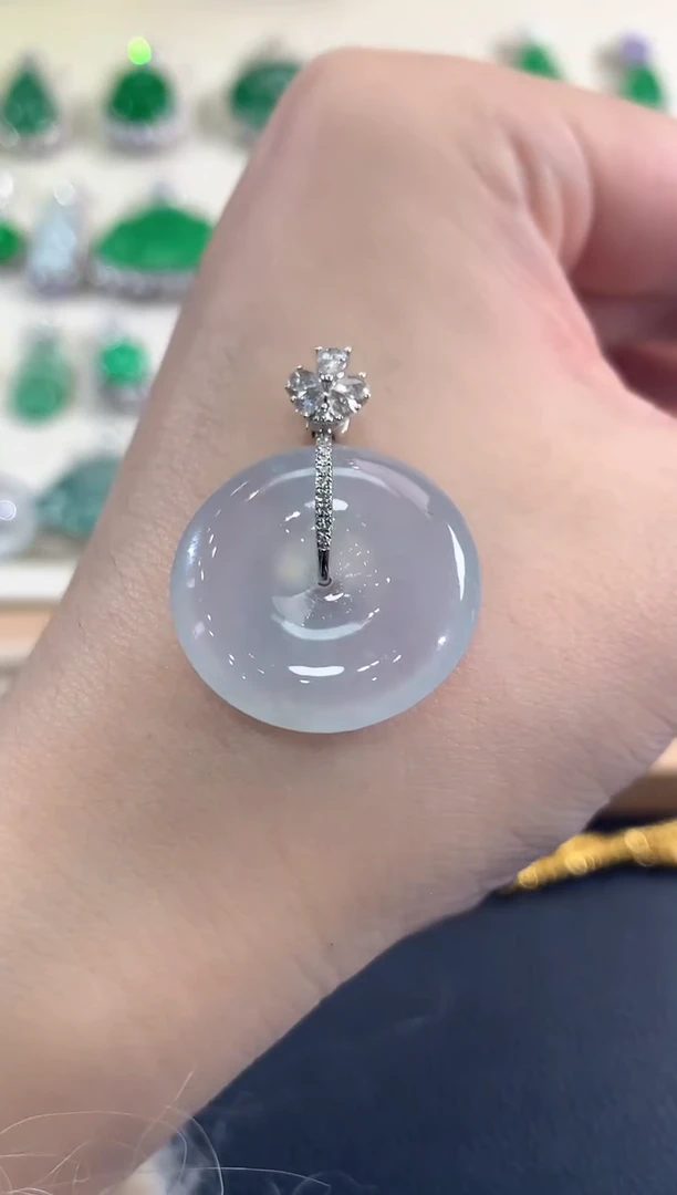 吊坠(不含链)18K金镶嵌翡翠d44