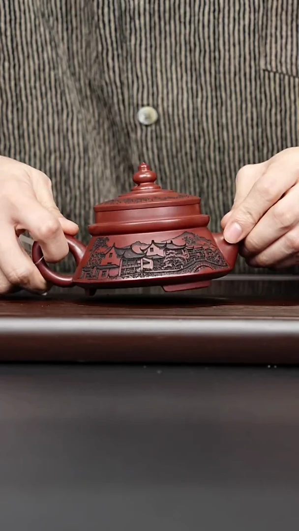 茶壶紫砂宜兴紫砂 亭台宝塔壶 顾林芳