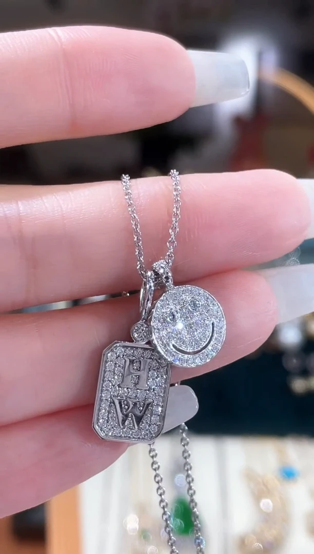 实验室培育钻石铂Pt950镶嵌颈饰项链